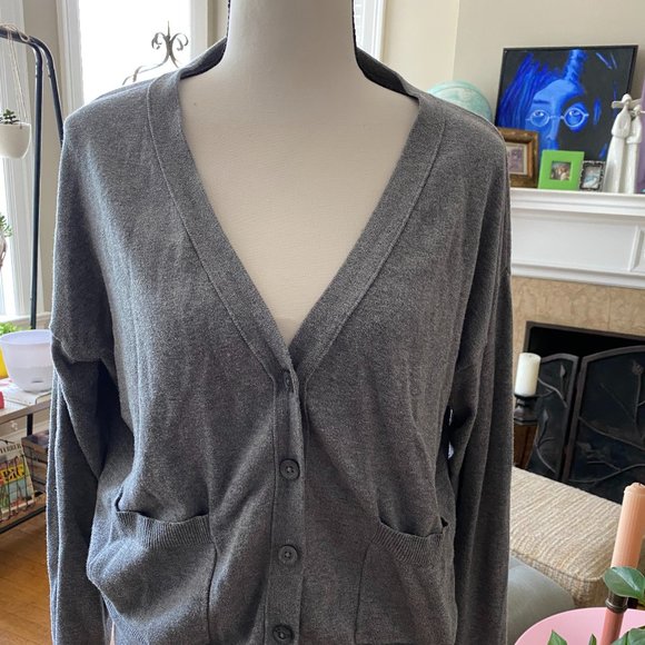 a new day Grey Boyfriend V-Neck Cardigan | Size M - Picture 3 of 8
